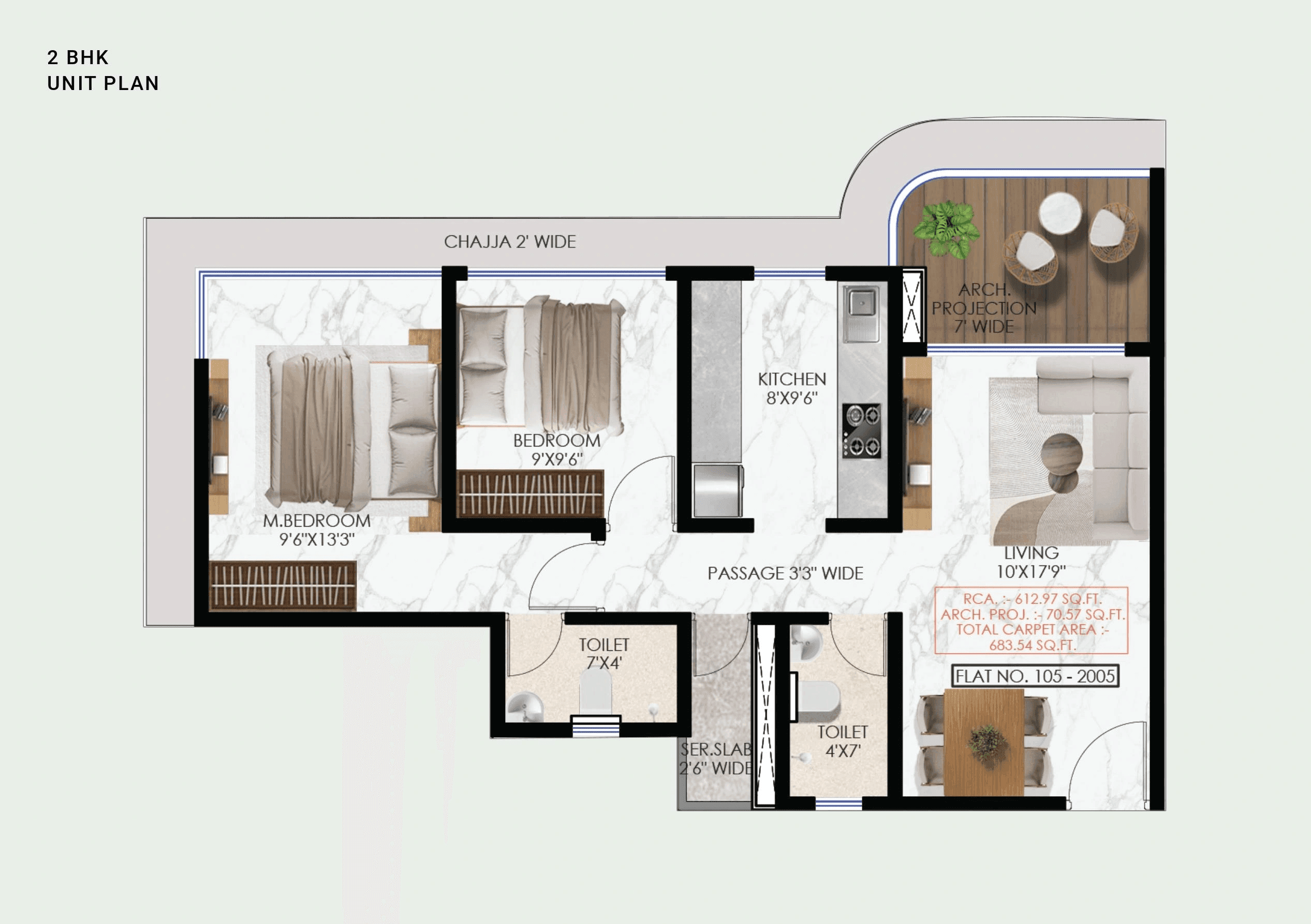 Unit plan - 499 sq.ft.
