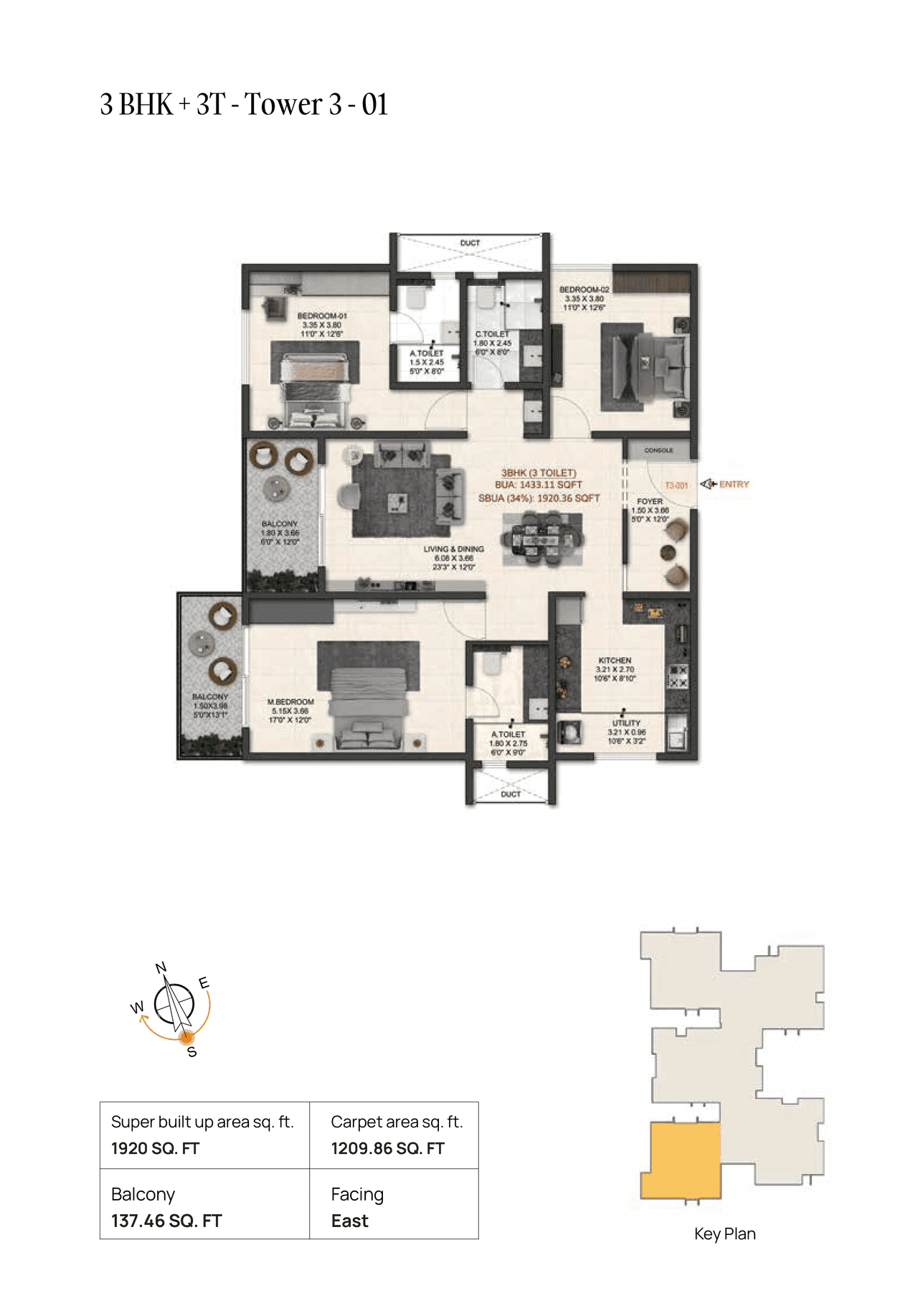 Trendsquares World of Gardens Unit plan - 1209 sq.ft.