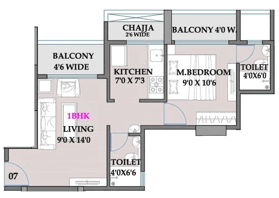 Shreeji Cloud Unit plan - 474 sq.ft.