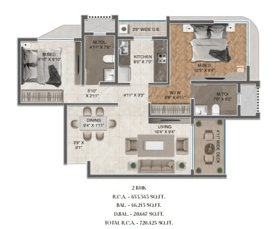Yashodanand Sukan Unit plan - 720 sq.ft.