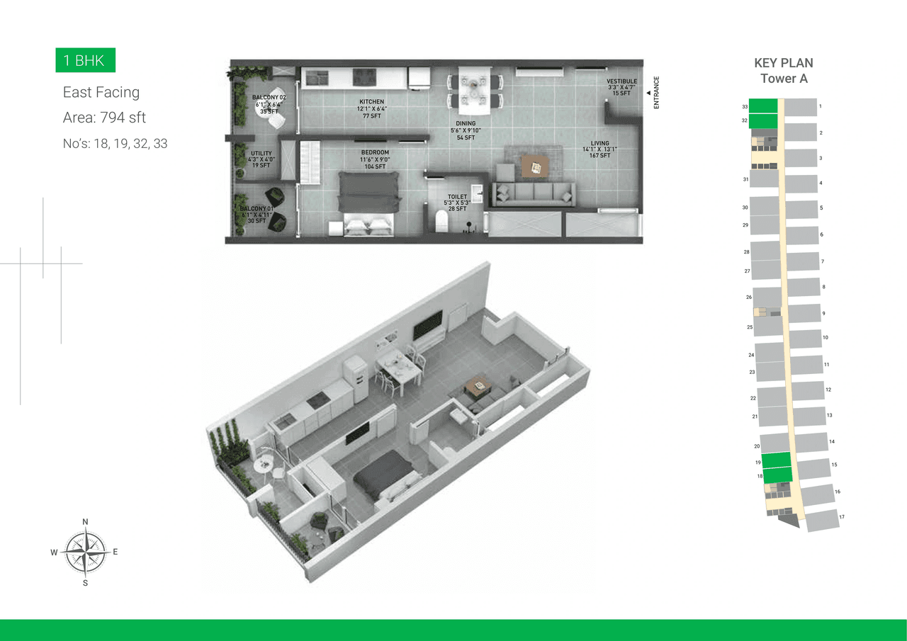 Incor Lake City Unit plan - 596 sq.ft.