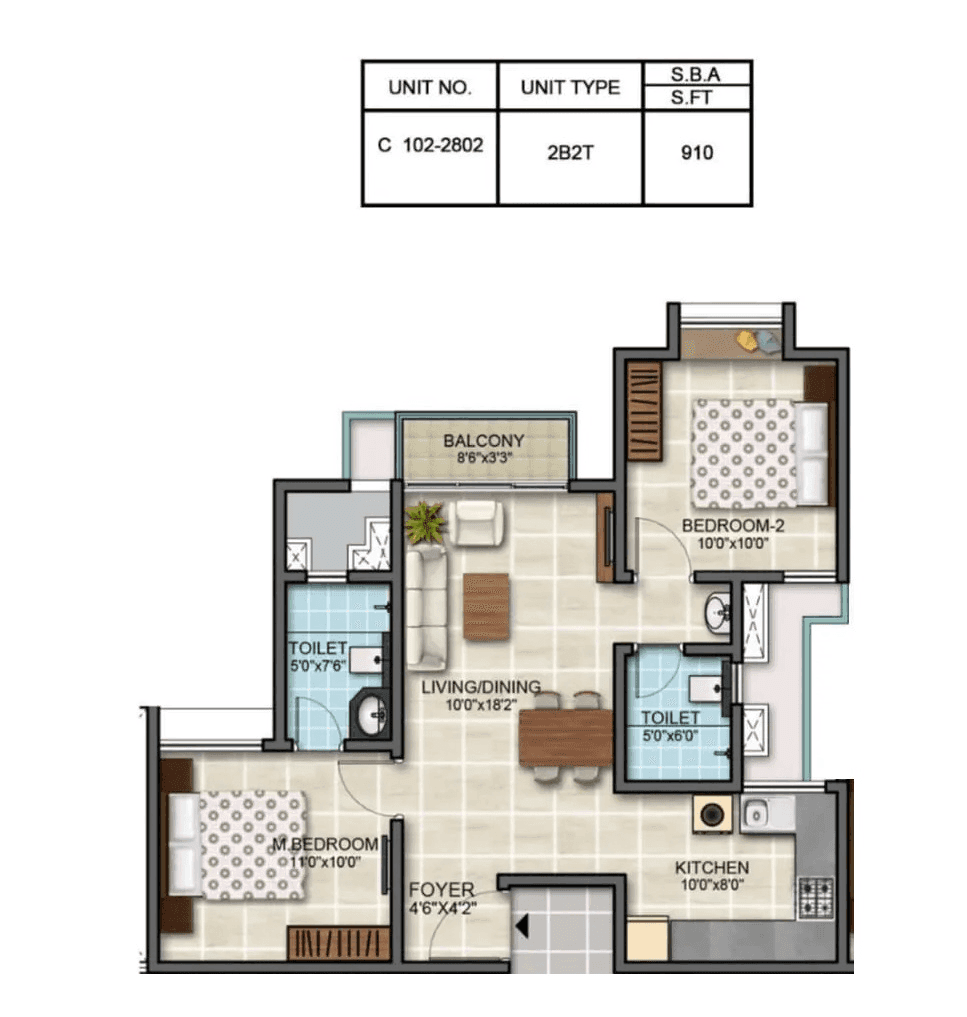 Unit plan - 671 sq.ft.