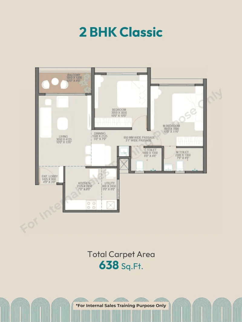 Goyal My Home Roots Unit plan - 638 sq.ft.