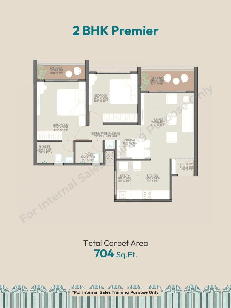 Goyal My Home Roots Unit plan - 704 sq.ft.
