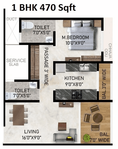 Unit plan - 470 sq.ft.