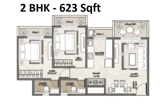 Cosmos Serenity Unit plan - 623 sq.ft.