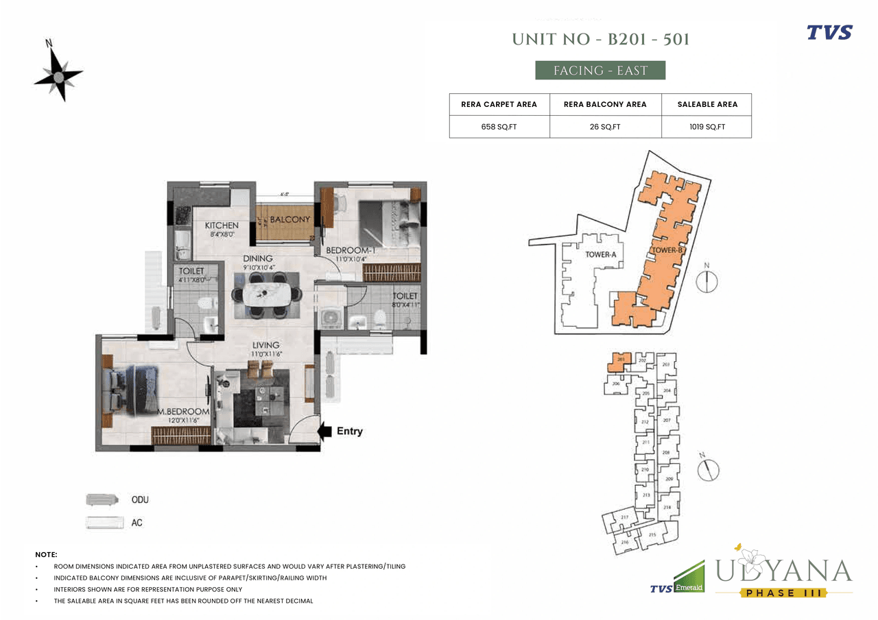 TVS Udyana Unit plan - 658 sq.ft.