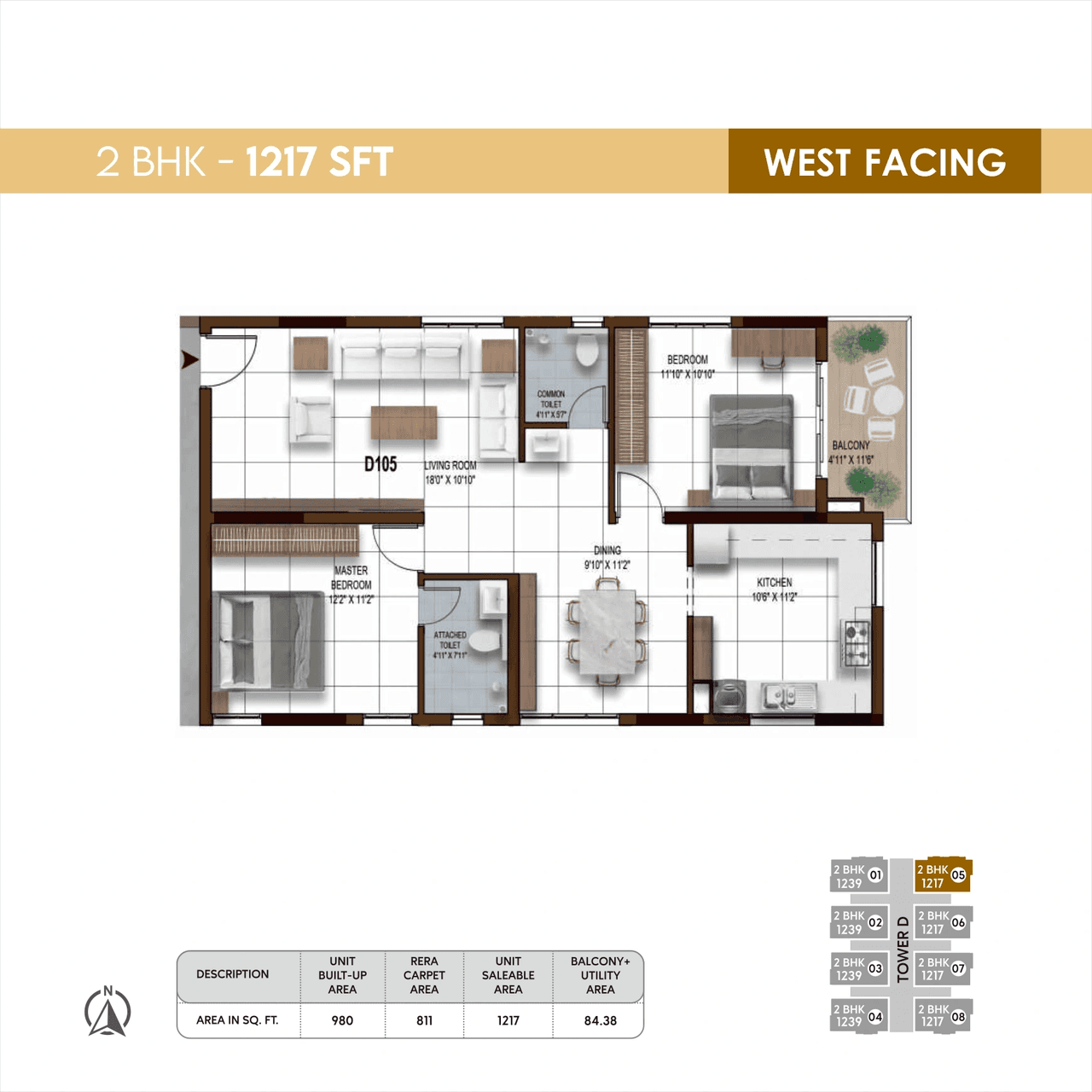 NCC Urban Ivy Tower Unit plan - 811 sq.ft.