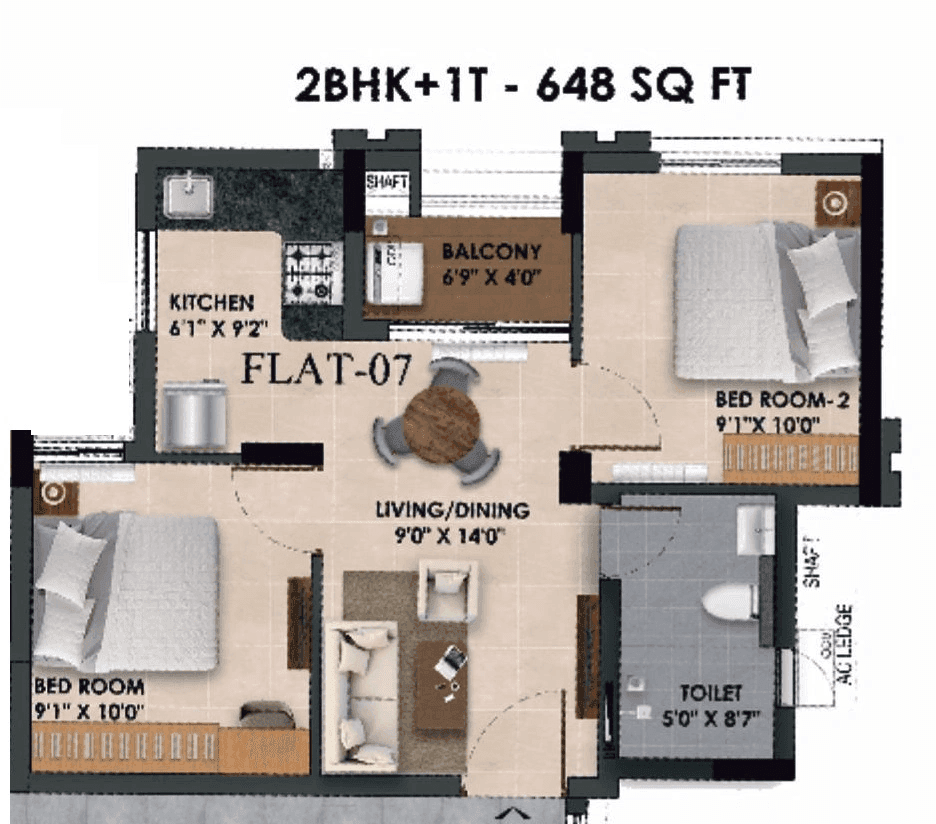 Radiance The Prime Unit plan - 648 sq.ft.