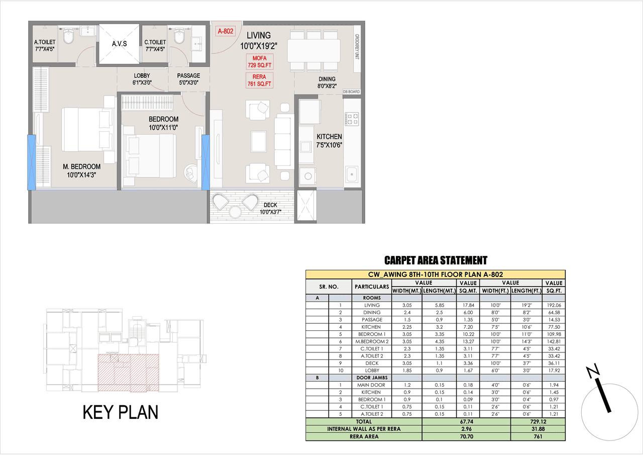 Jet Ananta Unit plan - 761 sq.ft.