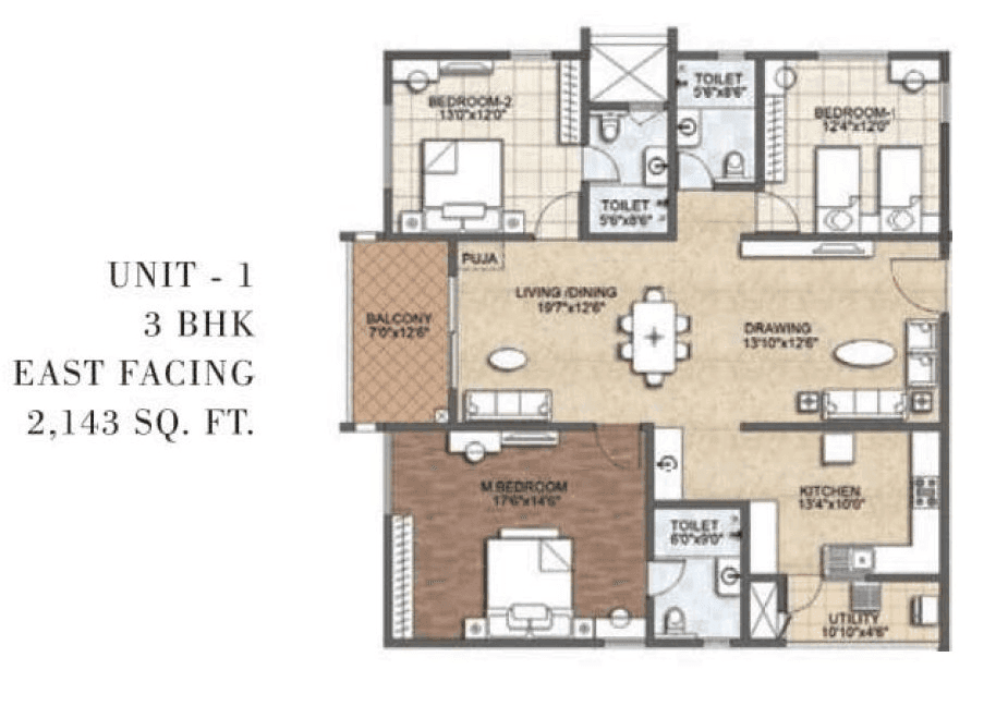 Auro The Regent Unit plan - 1500 sq.ft.