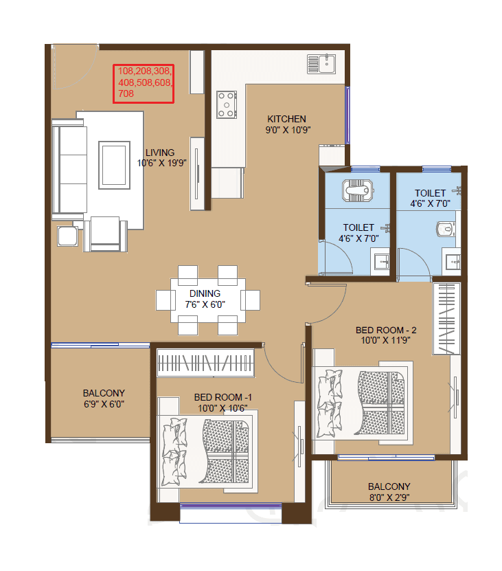 Unit plan - 741 sq.ft.