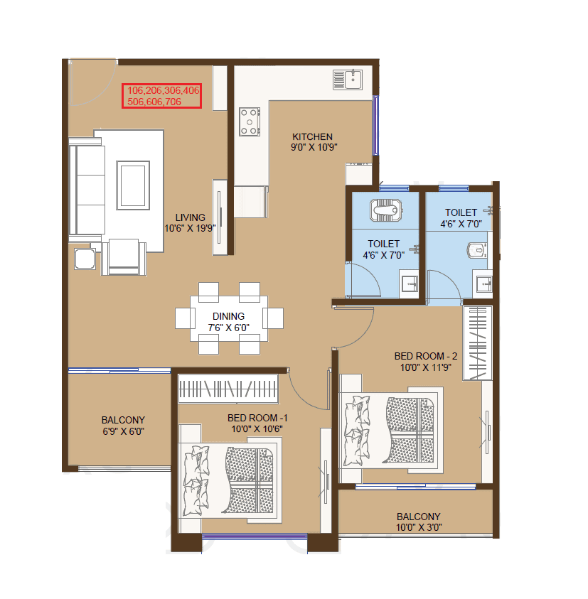 Unit plan - 747 sq.ft.