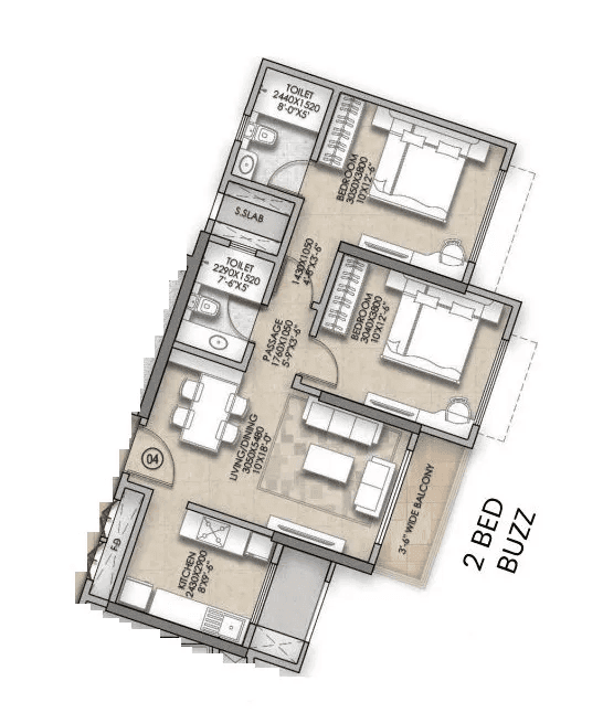 Raymond The Address Unit plan - 685 sq.ft.