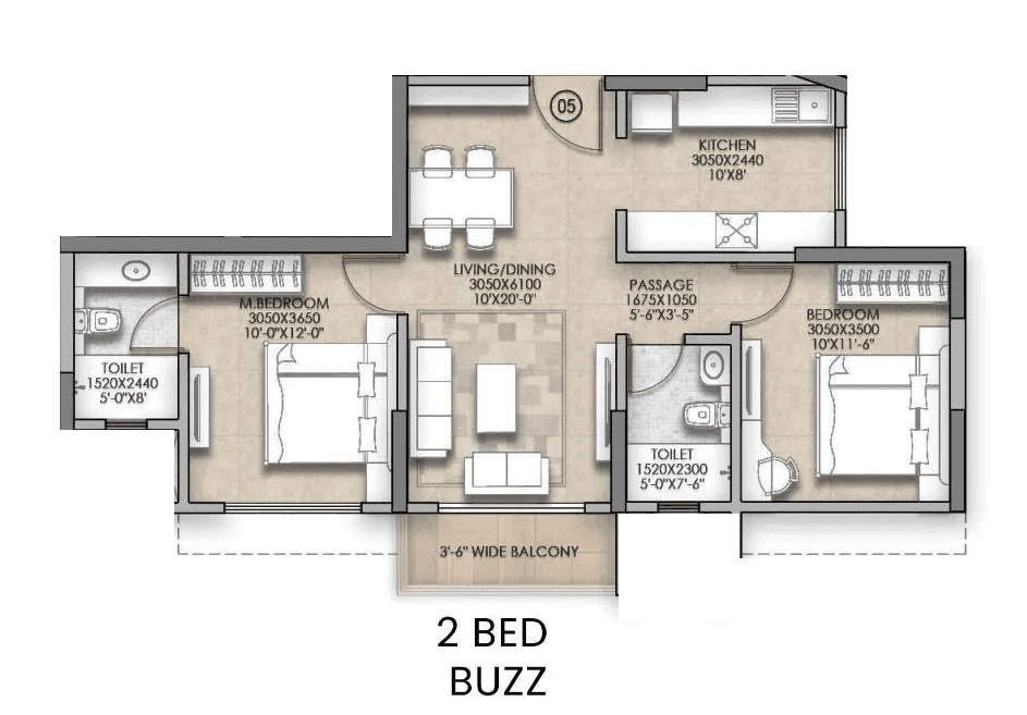Unit plan - 691 sq.ft.