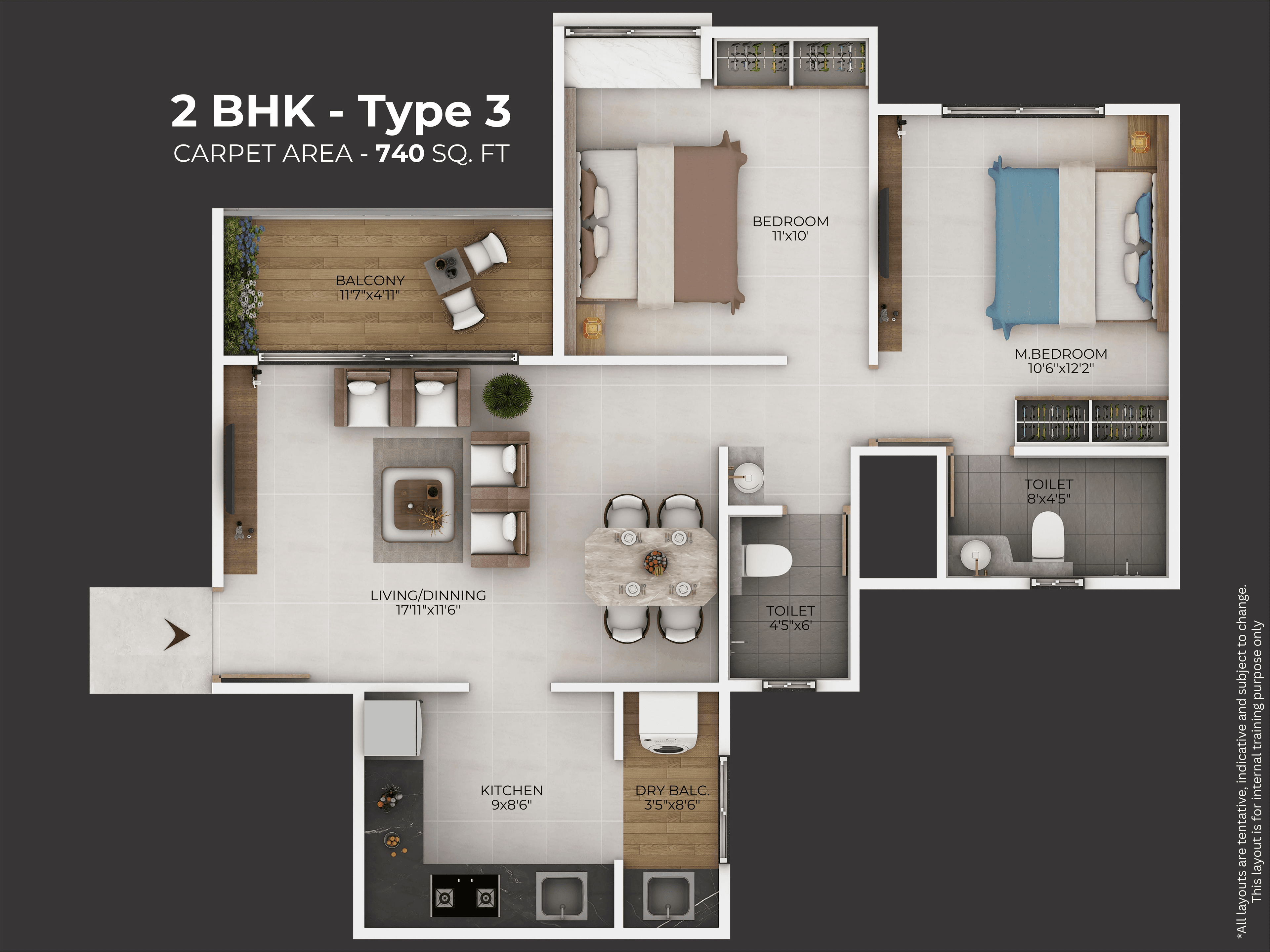 Unit plan - 740 sq.ft.