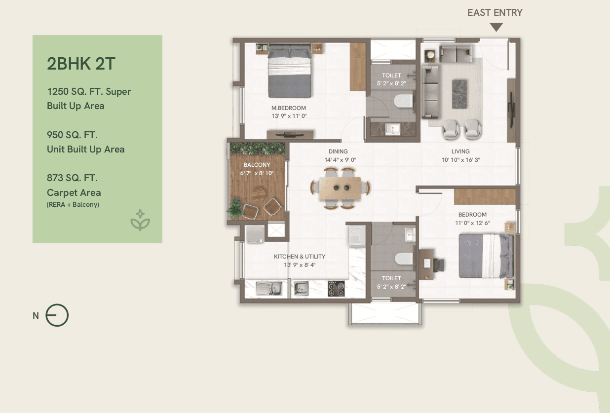 Disha Harmony Gardens Unit plan - 875 sq.ft.