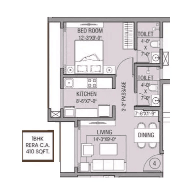 Unit plan - 410 sq.ft.