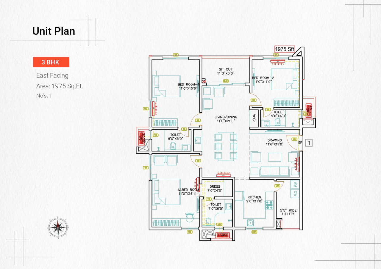 Incor Uptown Unit plan - 1481 sq.ft.