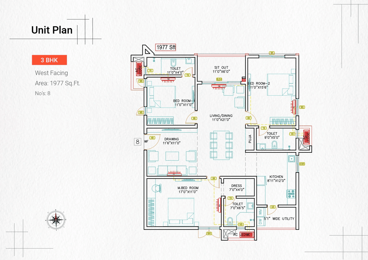 Incor Uptown Unit plan - 1482 sq.ft.