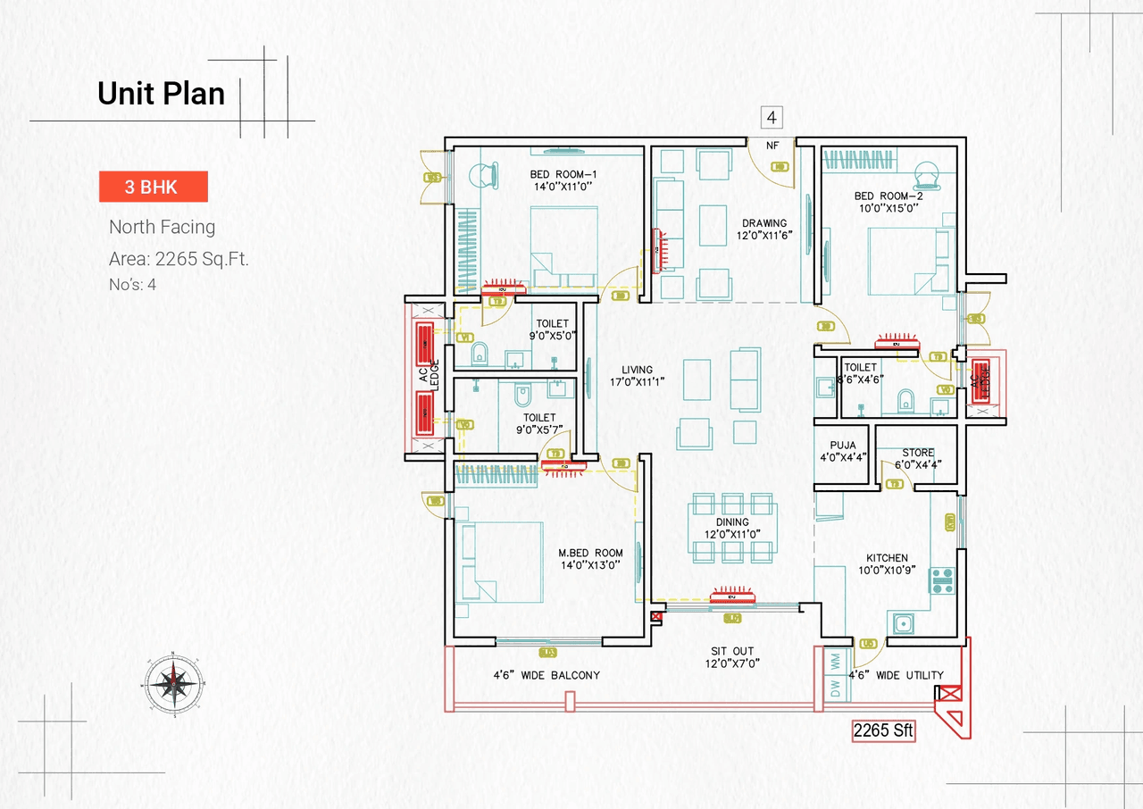 Incor Uptown Unit plan - 1699 sq.ft.