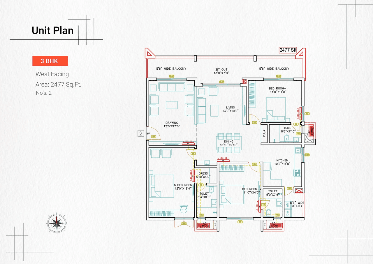 Incor Uptown Unit plan - 1857 sq.ft.