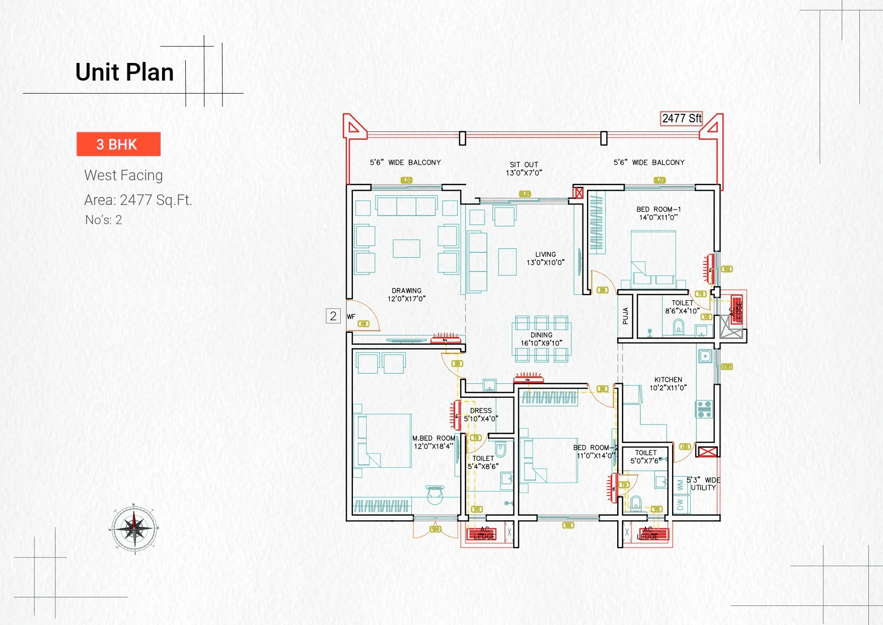 Unit plan - 1857 sq.ft.