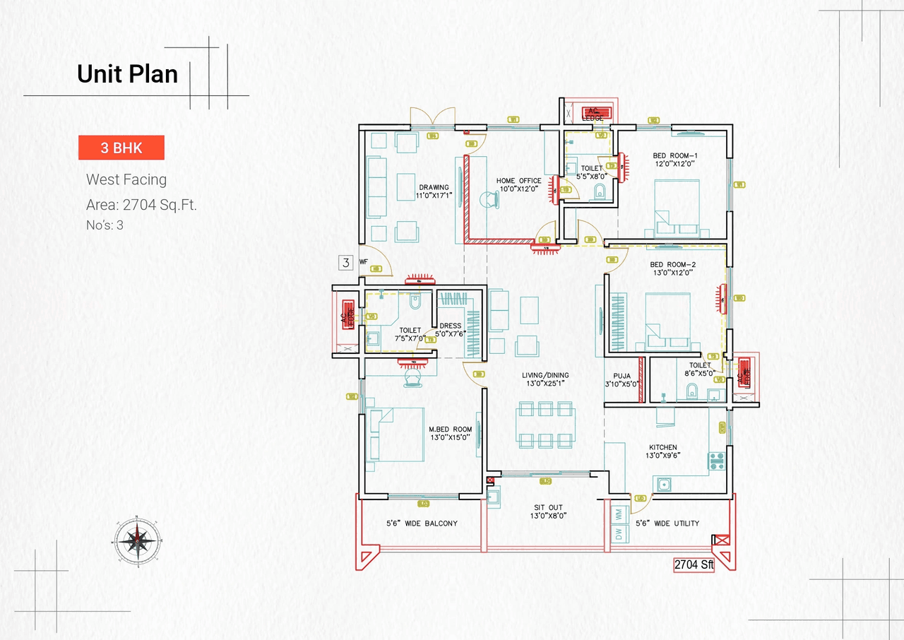 Incor Uptown Unit plan - 2028 sq.ft.