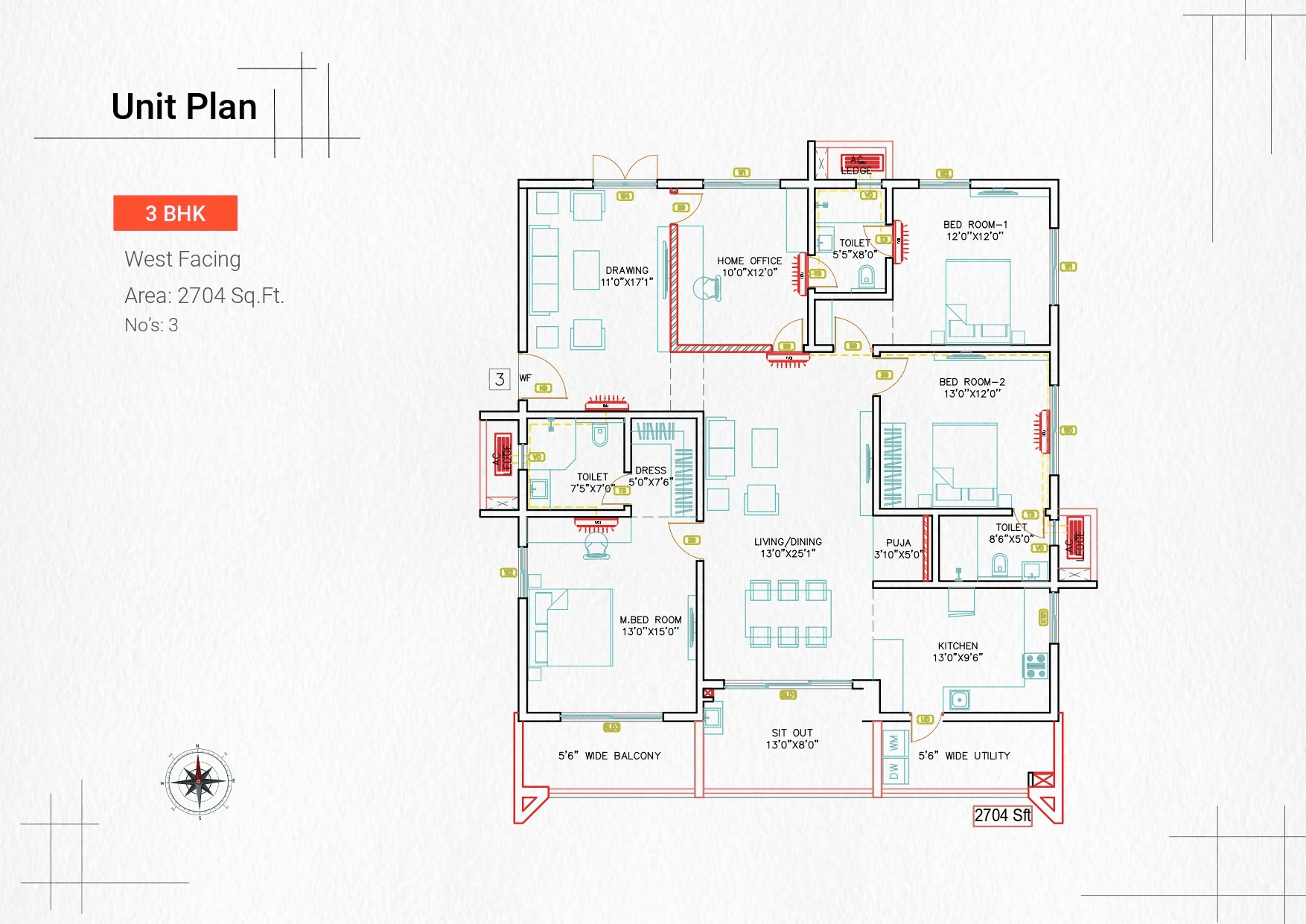 Unit plan - 2028 sq.ft.