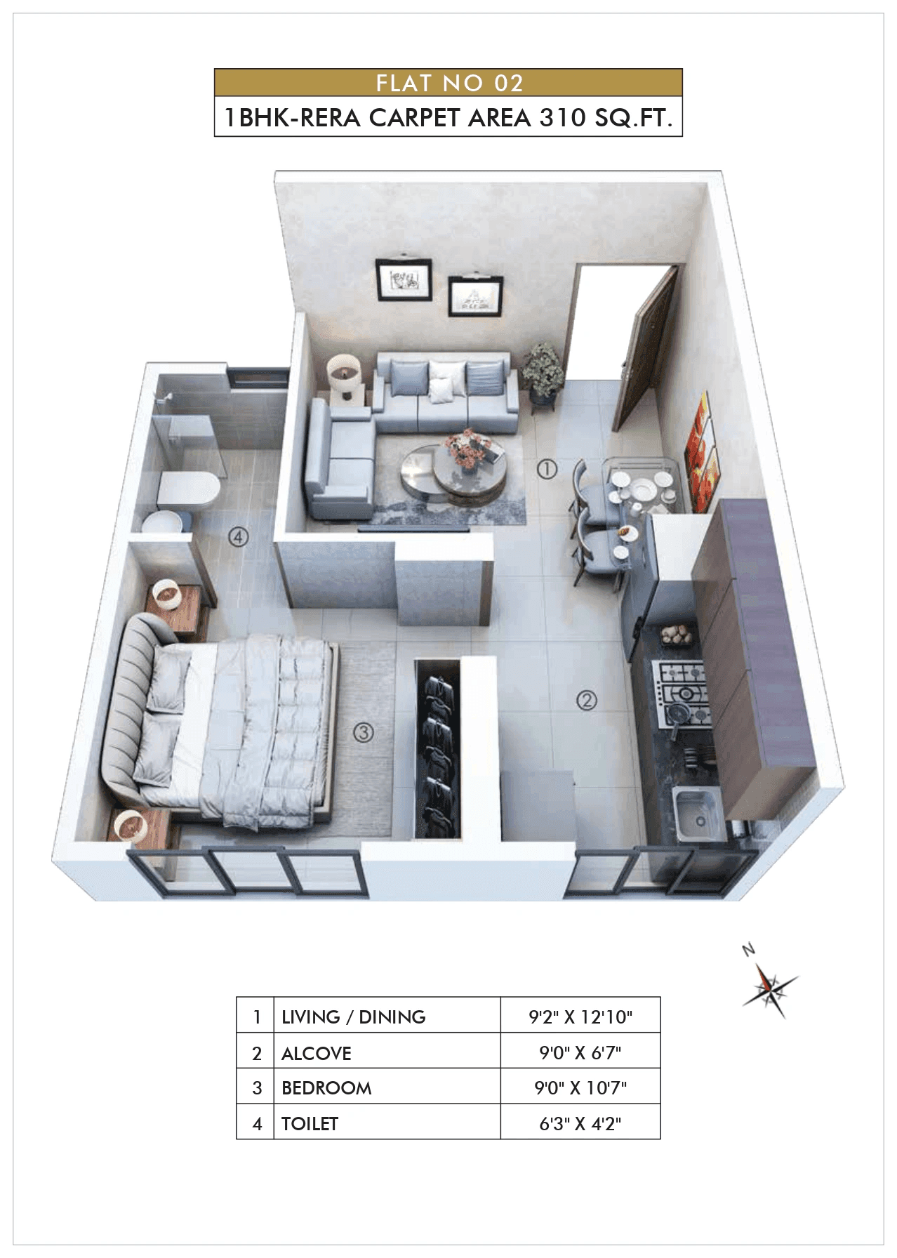 Unit plan - 310 sq.ft.