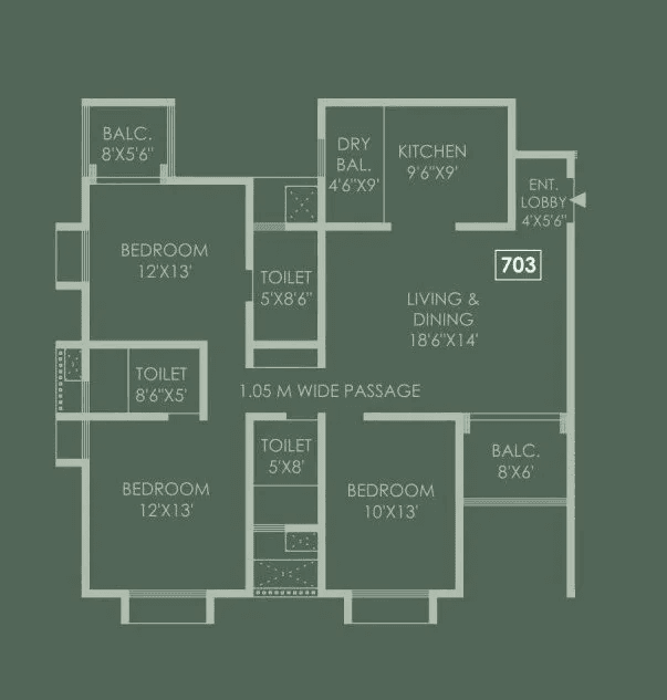 Chakankar Iris View Unit plan - 1116 sq.ft.