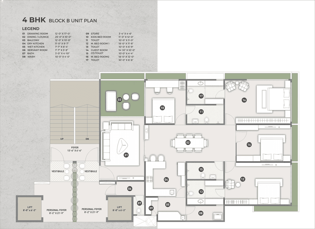 Sanghavi Manor Ananda Unit plan - 2035 sq.ft.