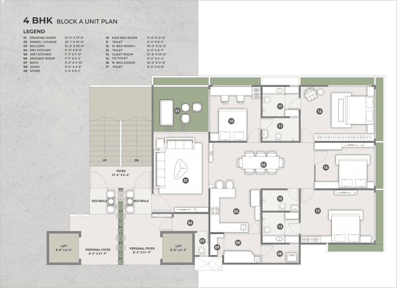 Sanghavi Manor Ananda Unit plan - 1892 sq.ft.