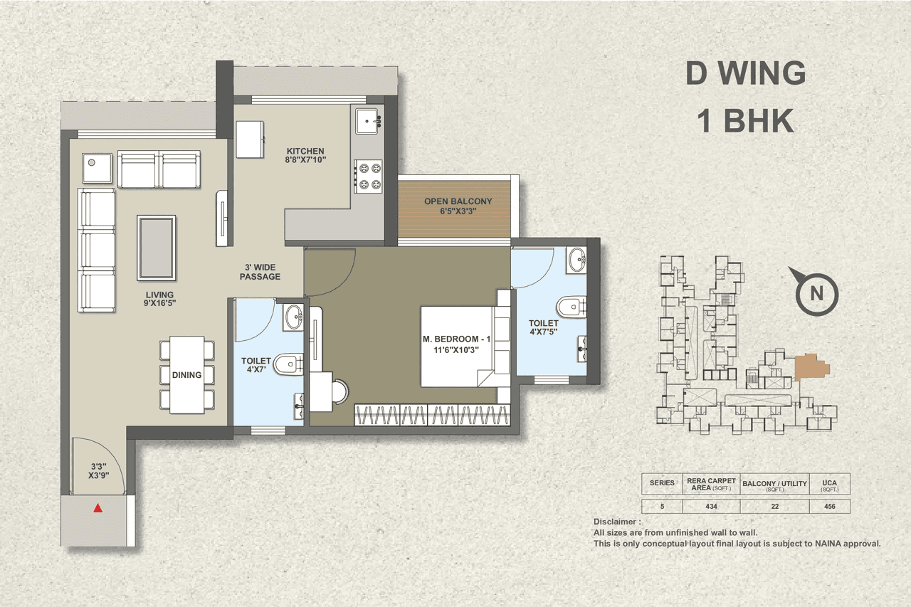 Olive Sector Green Unit plan - 456 sq.ft.