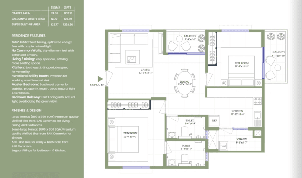HM Scottsville Unit plan - 999 sq.ft.