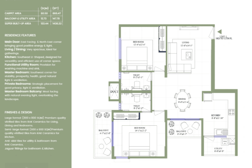 HM Scottsville Unit plan - 1077 sq.ft.