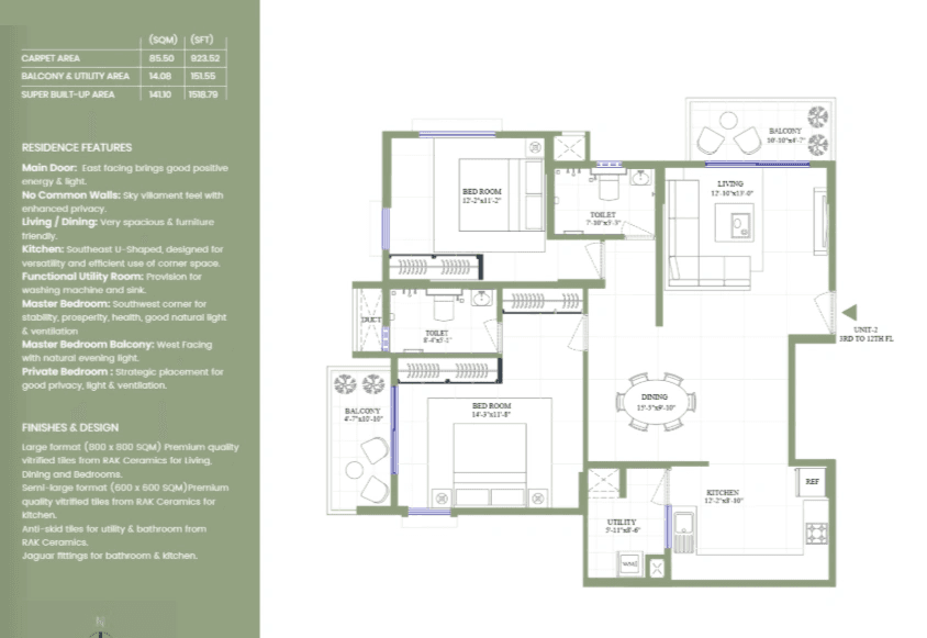HM Scottsville Unit plan - 1138 sq.ft.