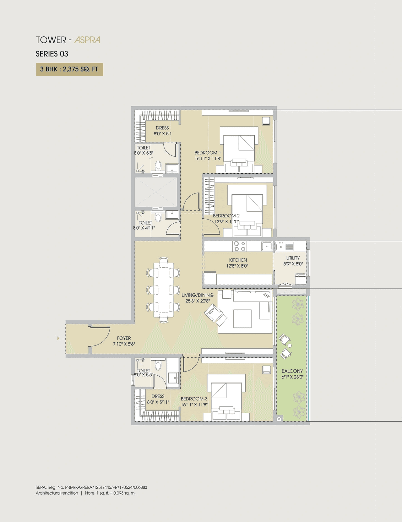 Century Regalia Unit plan - 1662 sq.ft.