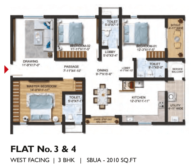 Unit plan - 1169 sq.ft.