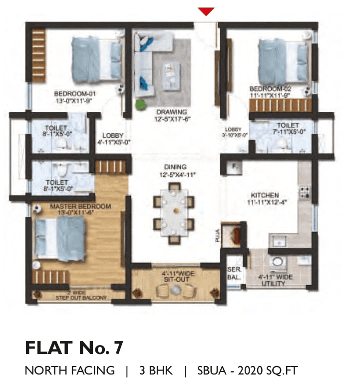 Unit plan - 1169 sq.ft.