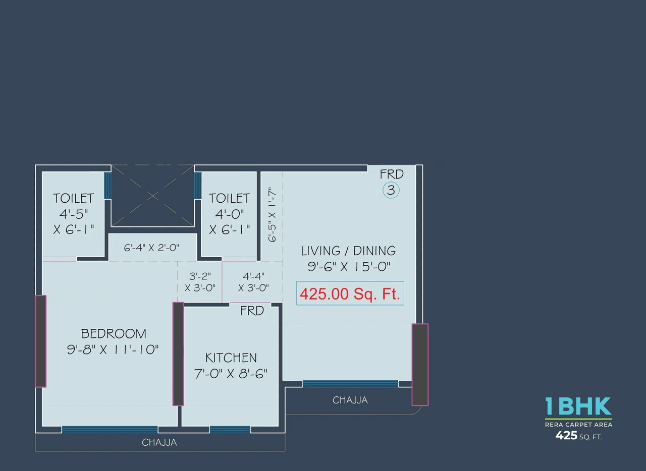 Jadeite Kaveri Unit plan - 425 sq.ft.