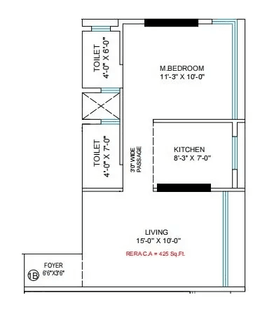 DTG Aspire Unit plan - 425 sq.ft.