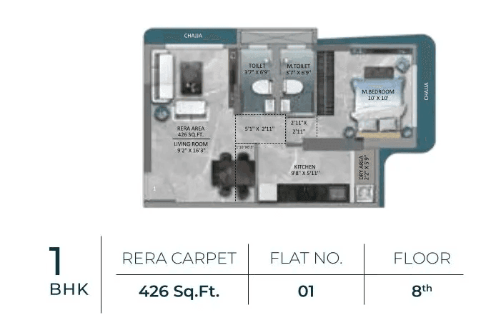 Unit plan - 426 sq.ft.