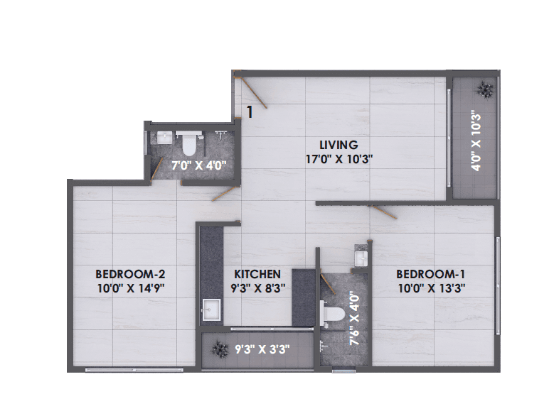 Balwadkar Signis Unit plan - 740 sq.ft.