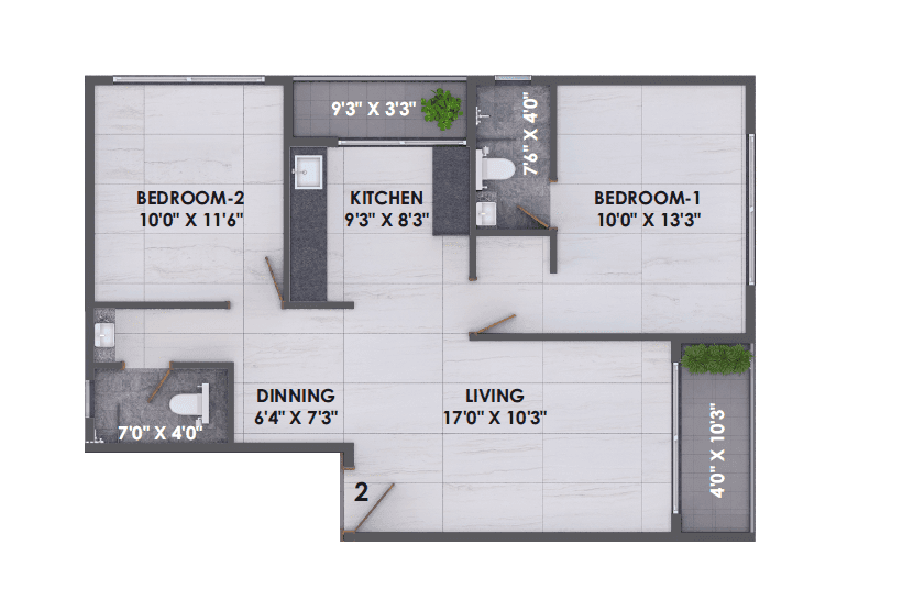 Balwadkar Signis Unit plan - 764 sq.ft.