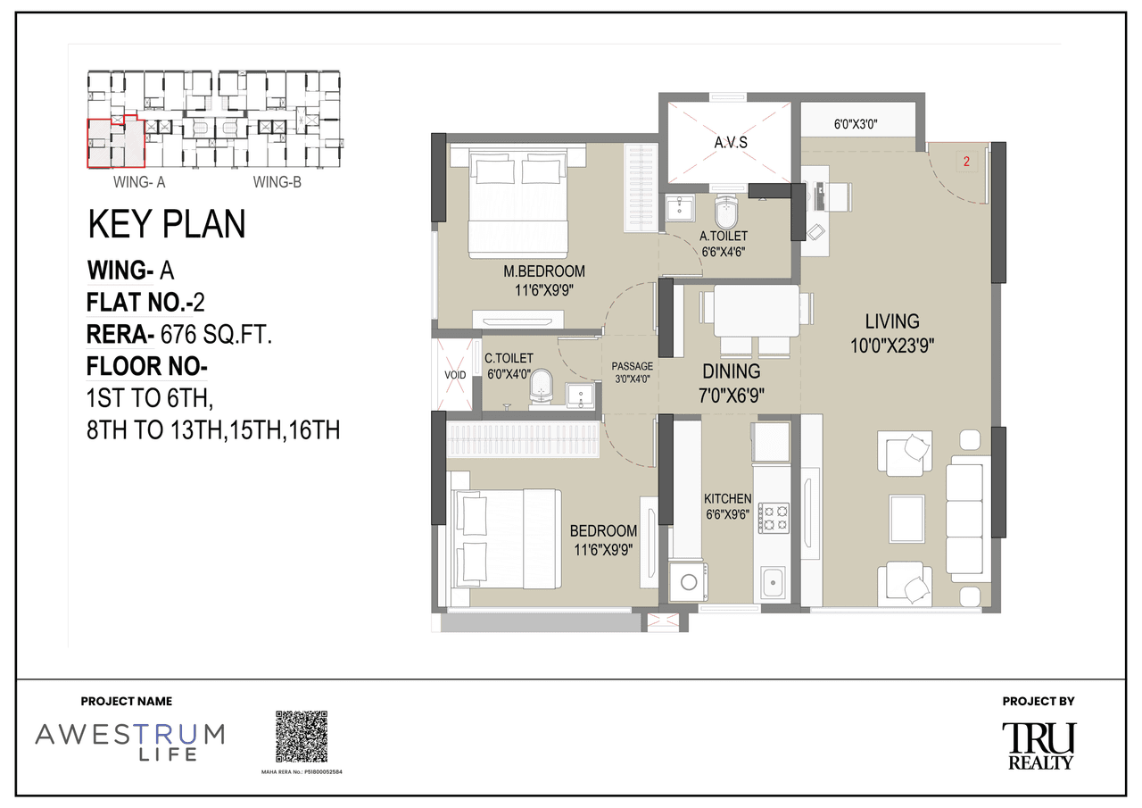 TRU Awestrum Life Unit plan - 675 sq.ft.
