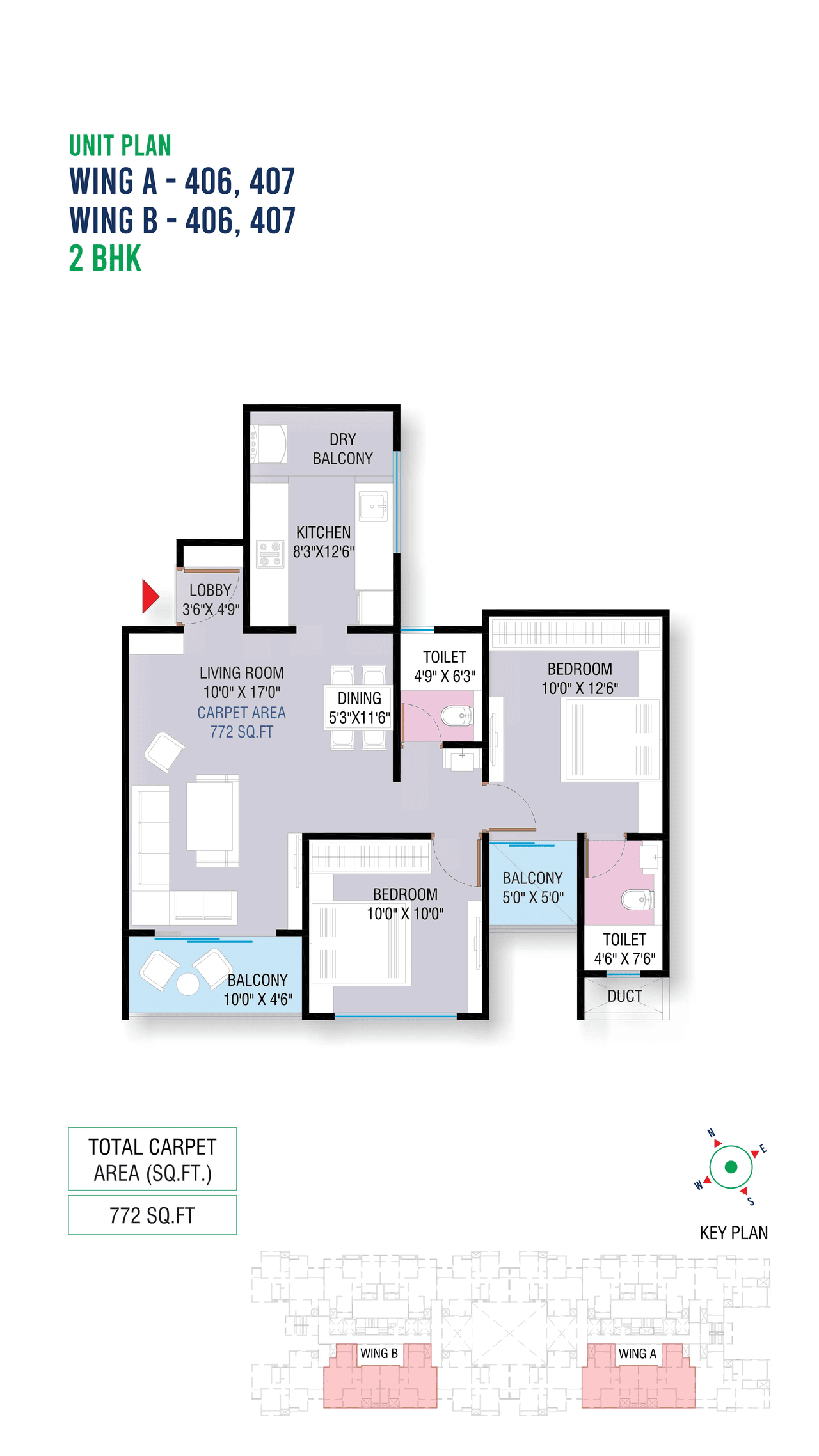 Maheshwaram Vrinda Unit plan - 772 sq.ft.