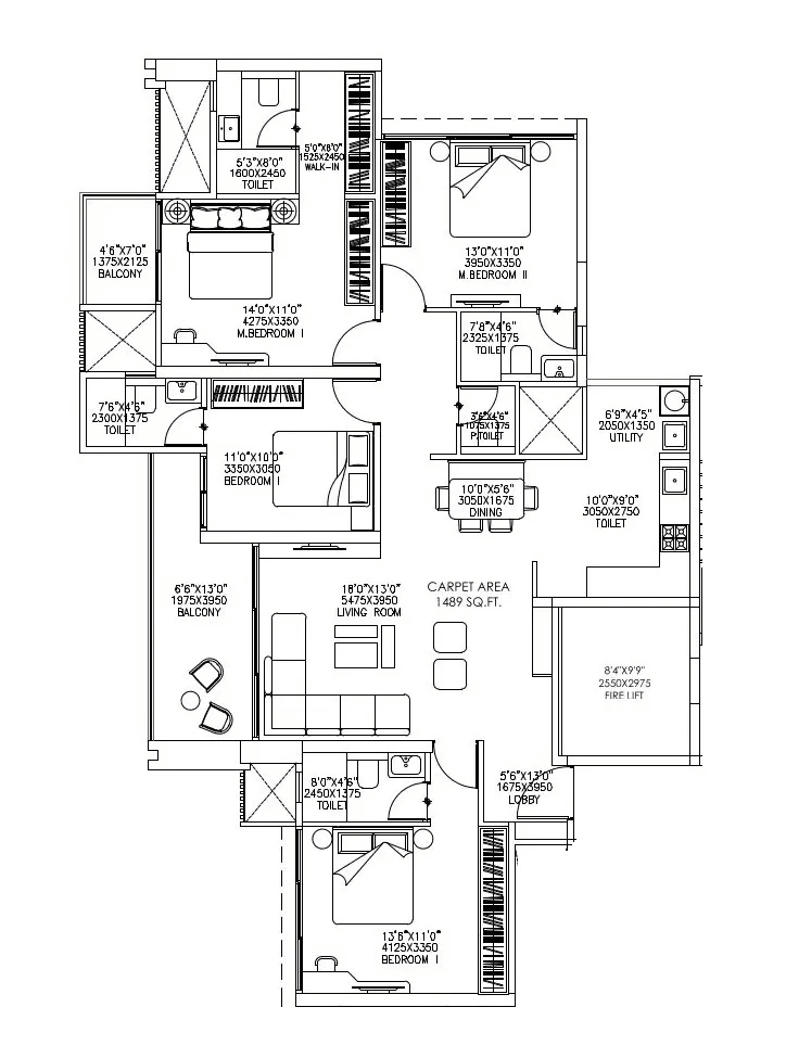 Aswani Magnus Unit plan - 1170 sq.ft.