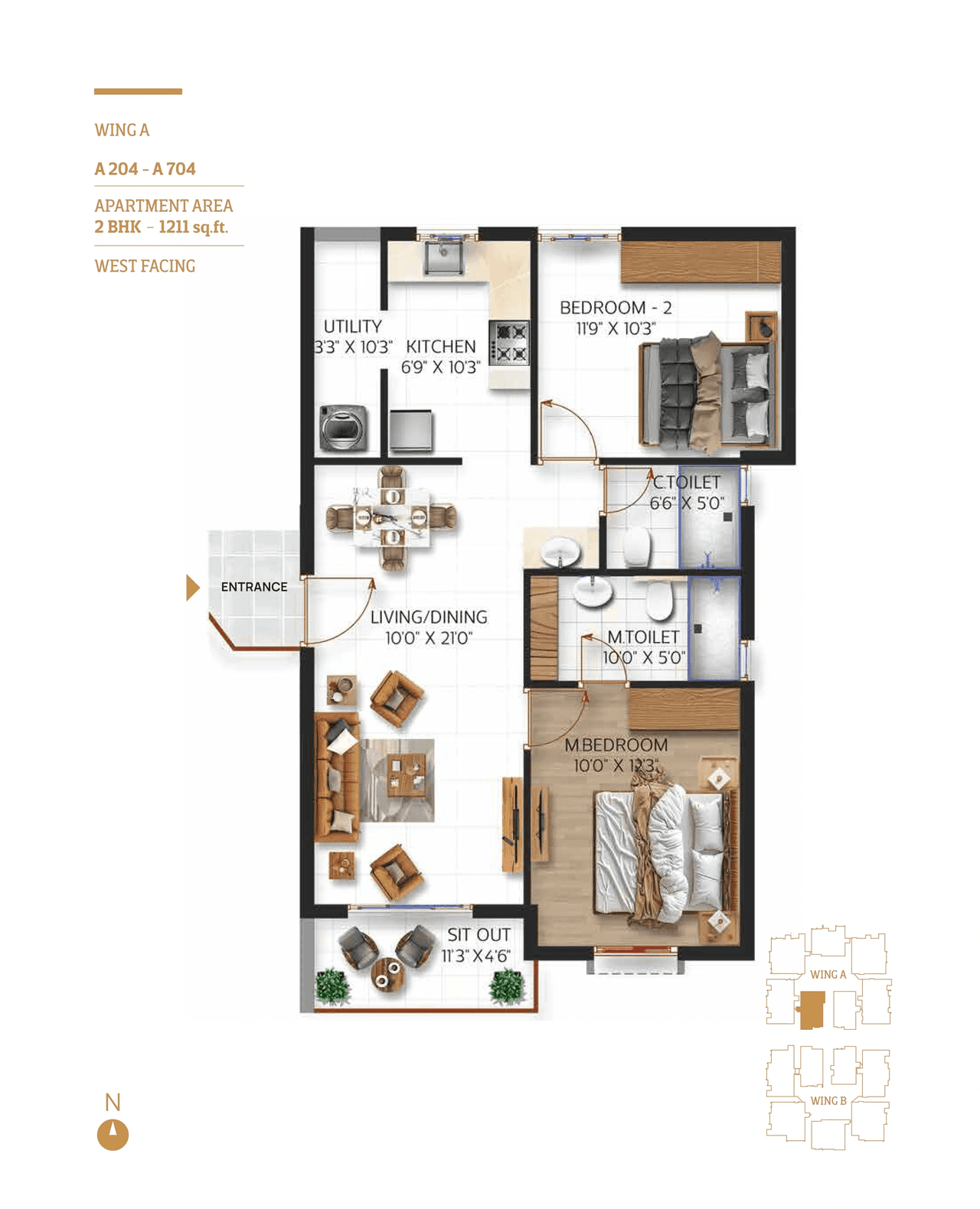 Hydenben Clifton Unit plan - 847 sq.ft.