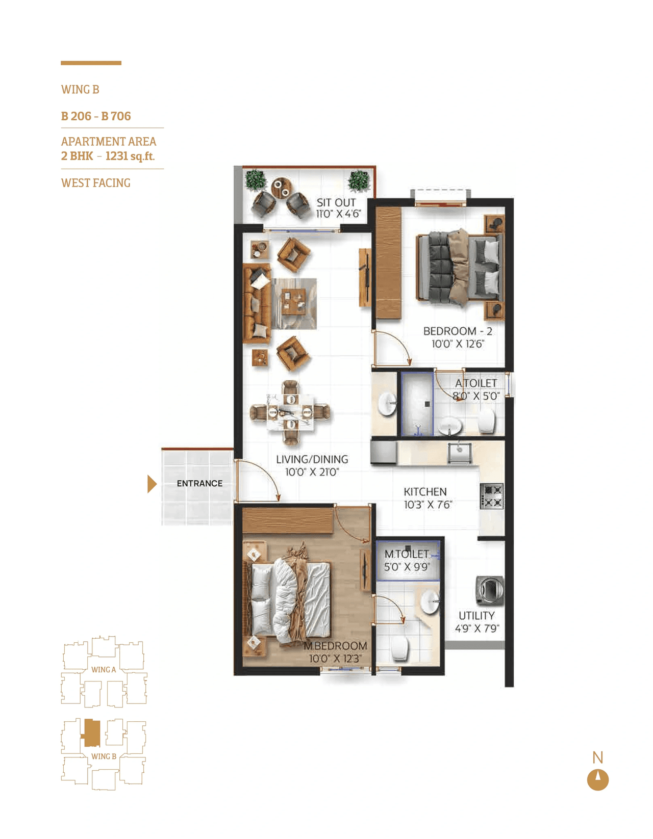 Hydenben Clifton Unit plan - 861 sq.ft.